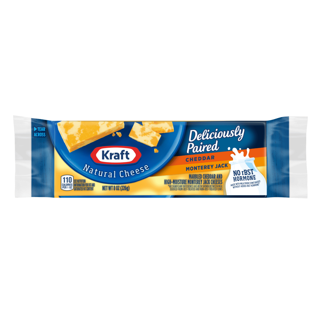 Kraft Deliciously Paired Cheddar &amp; Monterey Jack Marbled Cheese, 8 oz Block