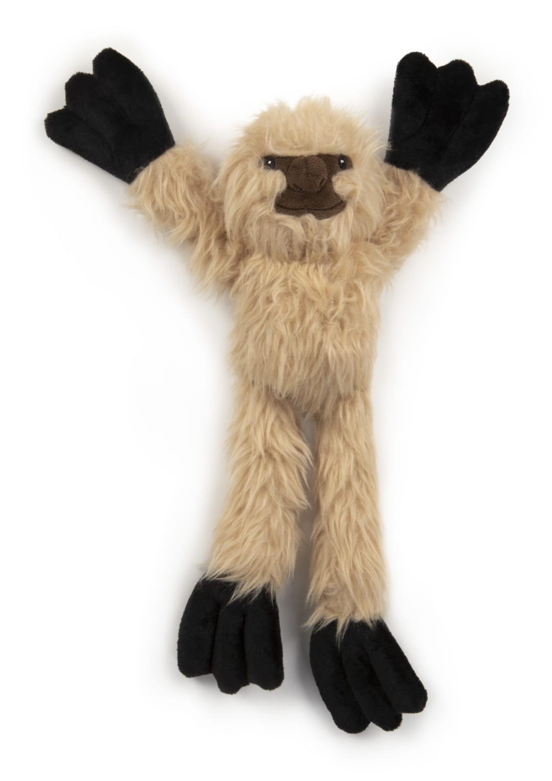 goDog Crazy Tugs Sloths Squeaker Dog Toy, Chew Resistant, Durable Plush, Soft, Tough, Reinforced Seams, Tan, Small