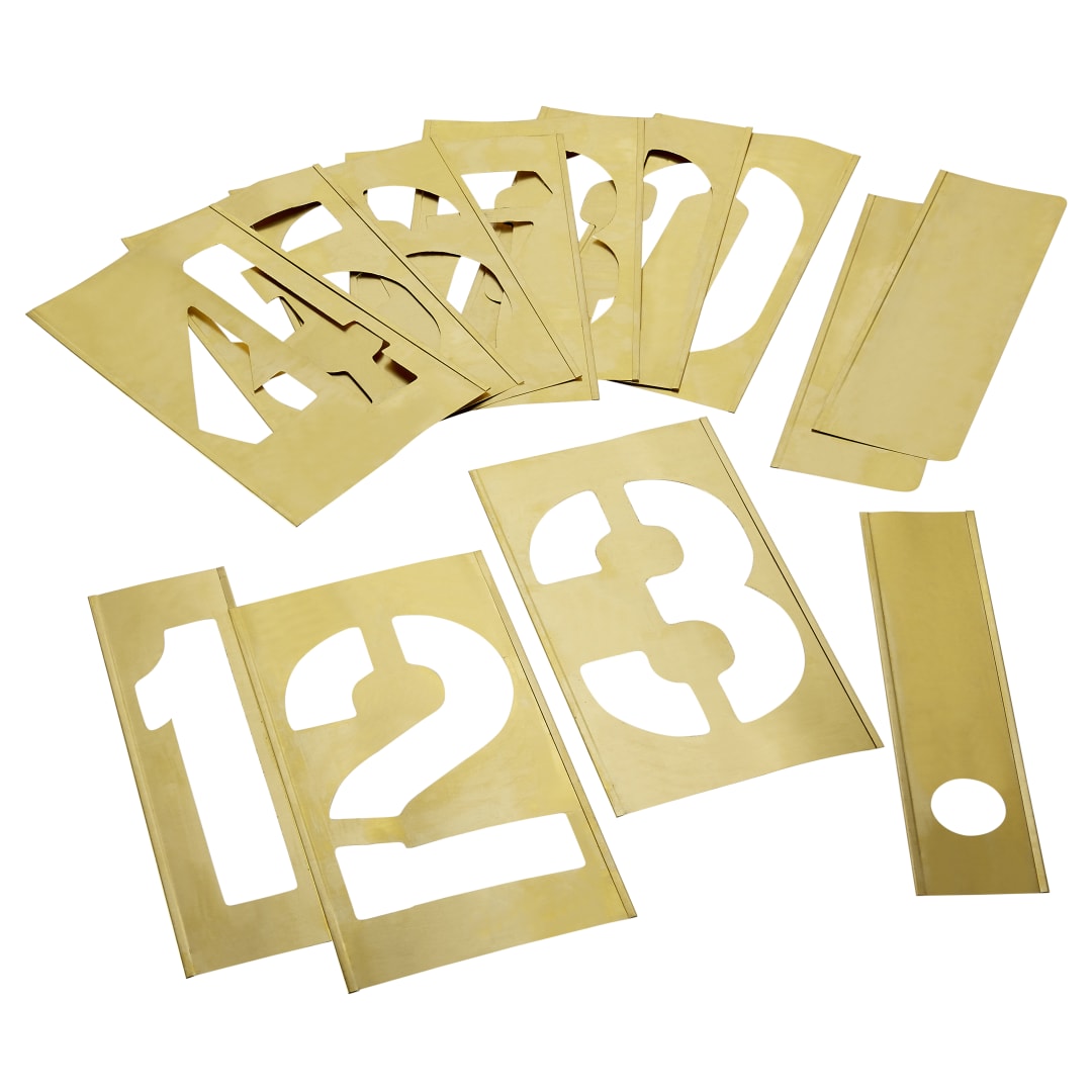 Stencil Set-Numbers 10" Brass 13 Pieces