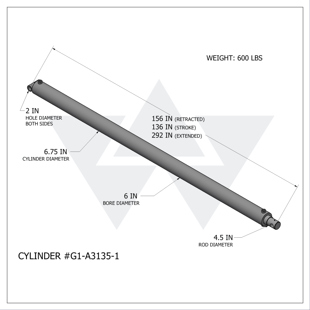Galbreath™ Hydraulic Cylinder (6" X 4.5" X 136")