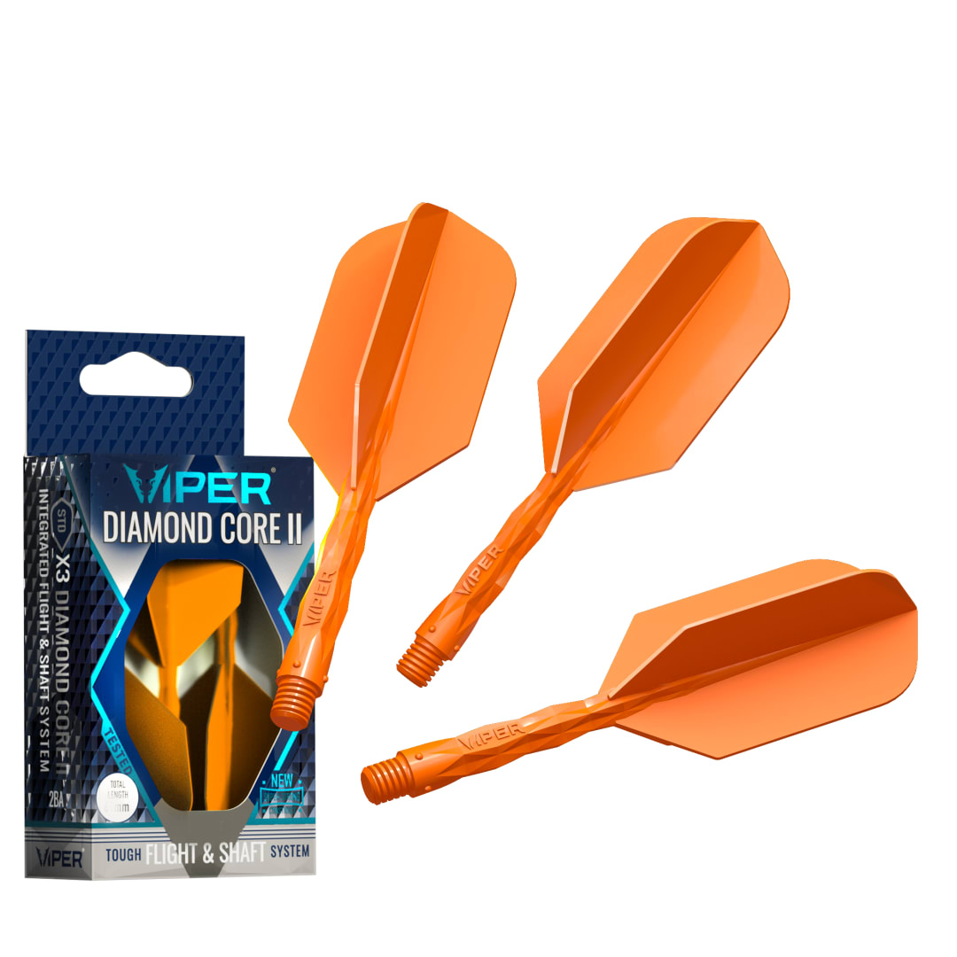 Viper Diamond Core II Integrated Dart Flight & Shaft System - InBetween Shaft, Slim Flight - Neon Orange