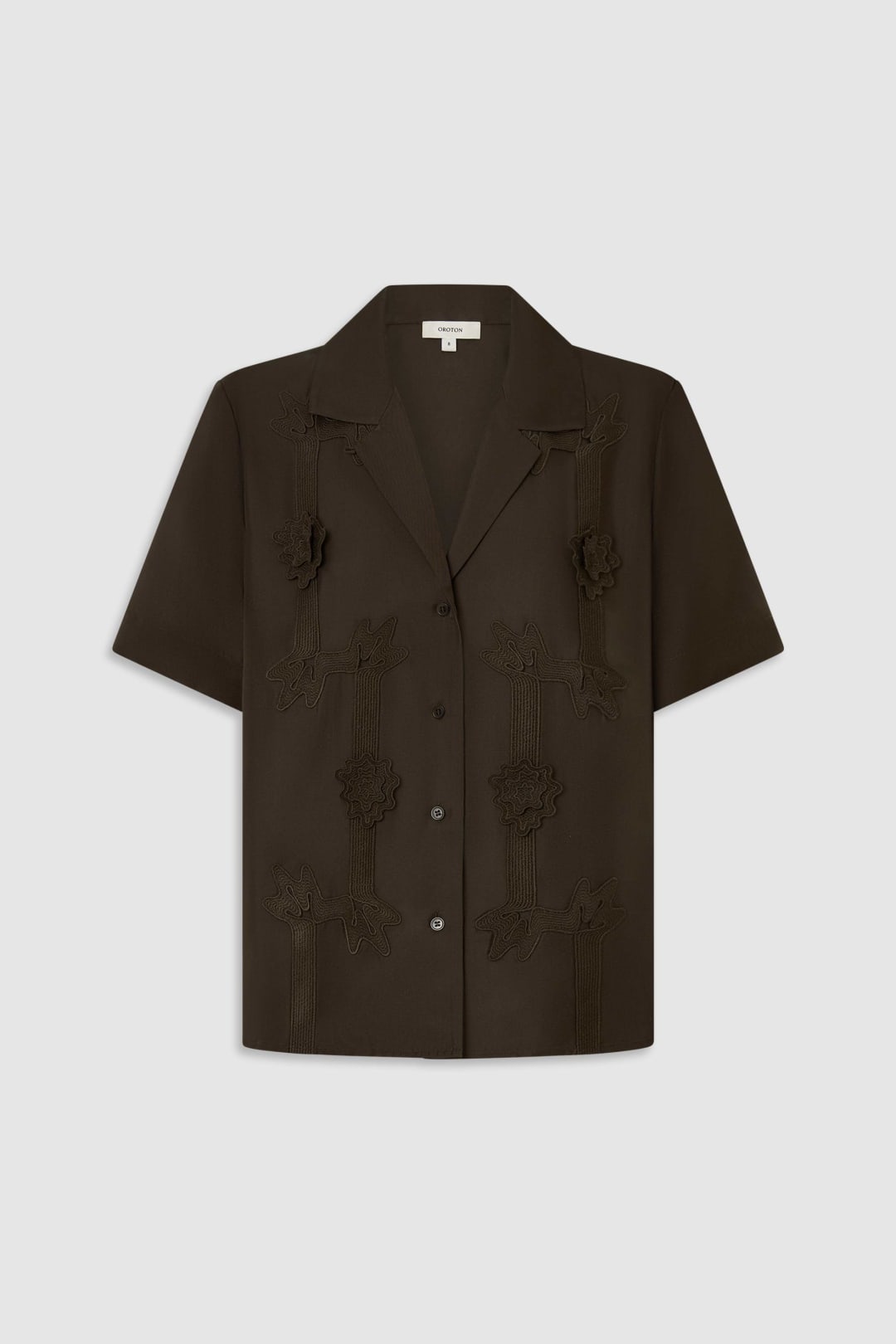 Ribbon Trim Camp Shirt