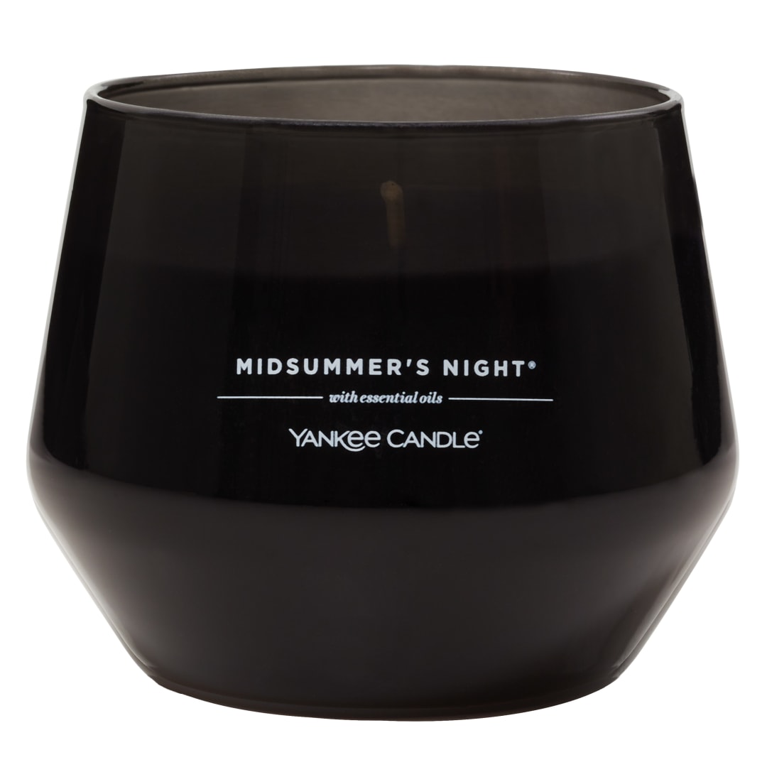 Yankee Candle Studio Vela perfumada | Vela mediana Midsummer's Night | Velas de larga duración: 35-50 horas | Elegante diseño de recipiente de cristal con cera negra | Regalos perfectos para mujeres