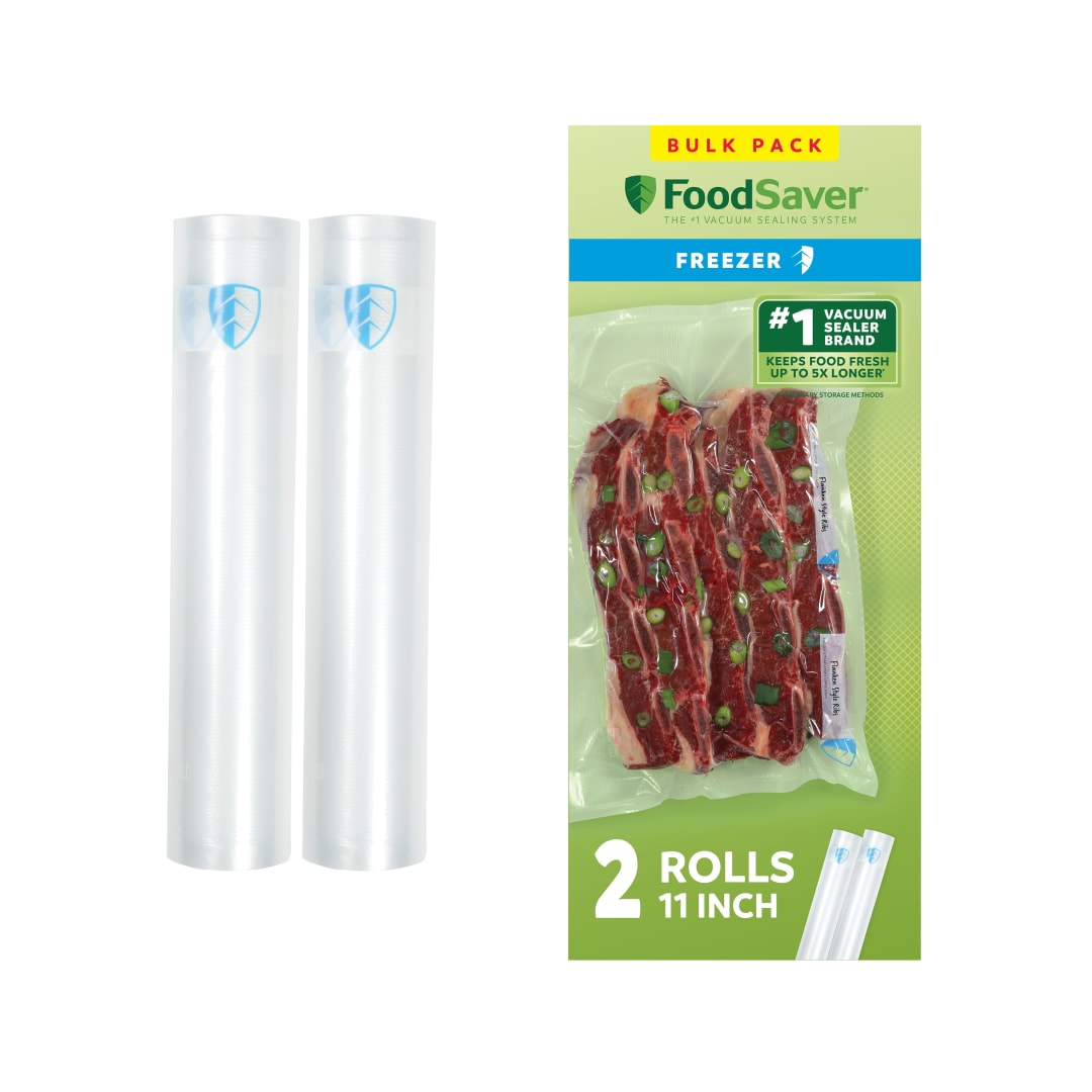 FoodSaver Vacuum Sealer Rolls, 2 Pack, 11" x 12.5' Rolls, BPA-Free Custom Size Freezer Bags