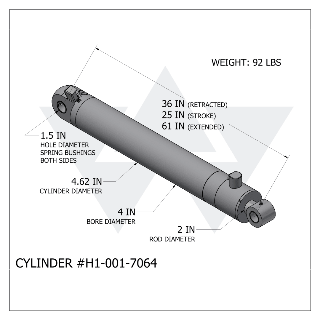 Wastebuilt® Replacement for Heil Odyssey Fork Cylinder with Sensor (4" X 2" X 25.5") (H1-001-7064-OEM)