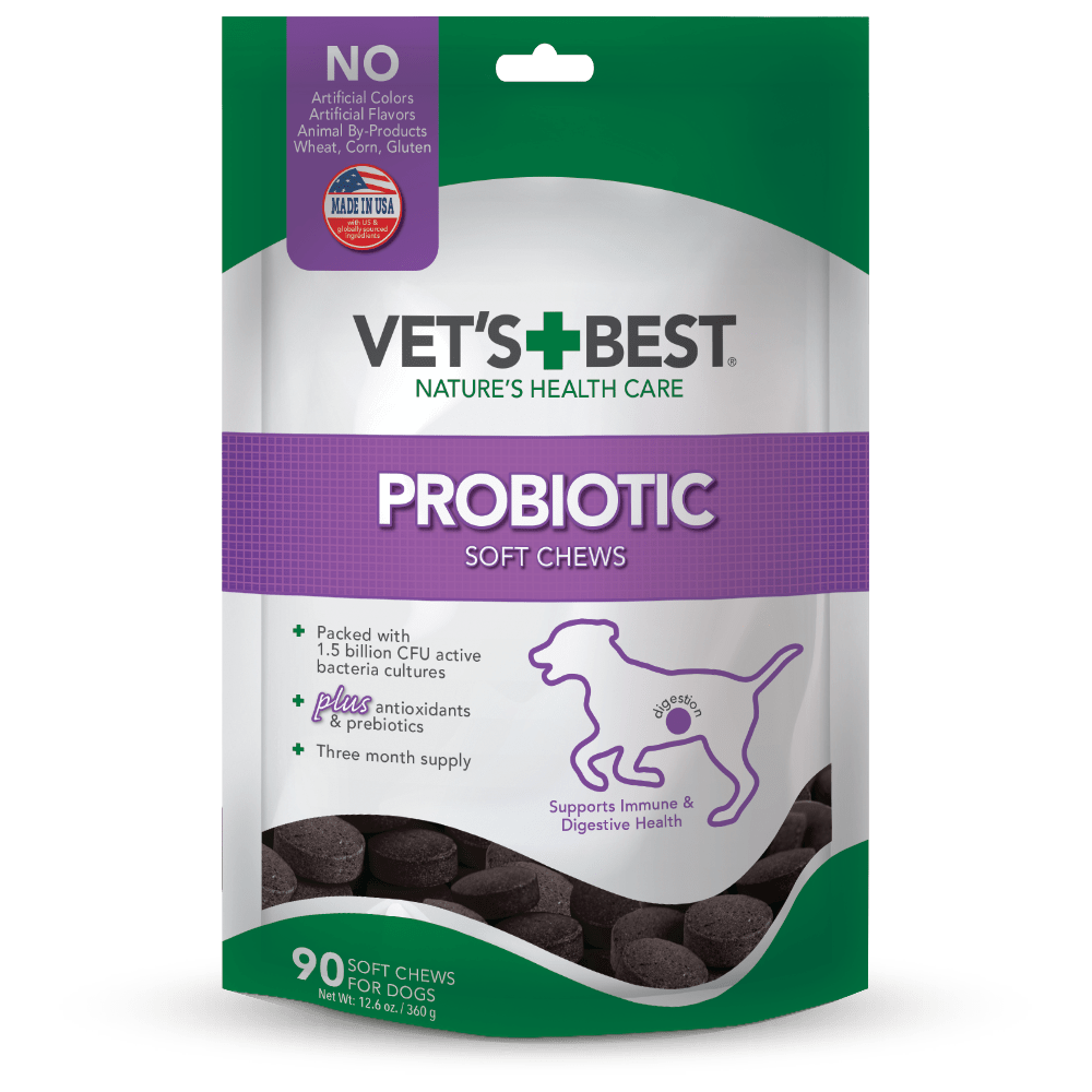 Vet's Best Probiotic Soft Chews Dog Supplement | Supports Dog Digestive Health | Promotes a Healthy Gut | 90 day supply