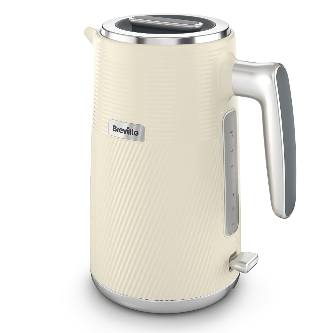 VANILLA CREAM AND SILVER 1.7L KETTLE UK