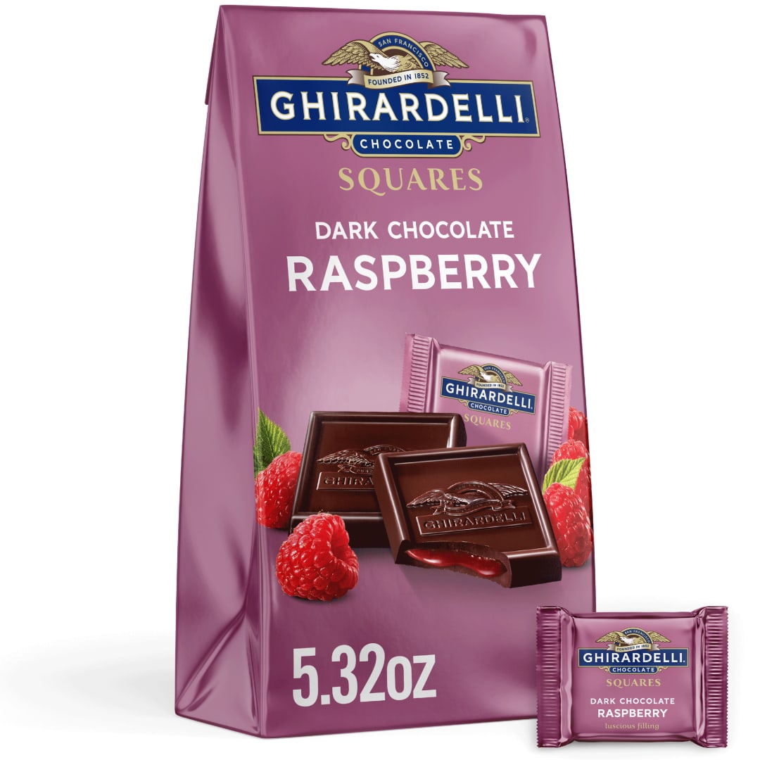 GHIRARDELLI Dark Chocolate Raspberry Squares, 5.32 oz Bag