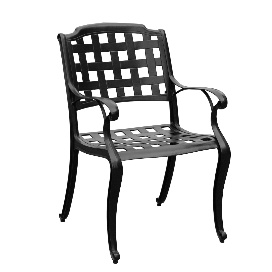 Modern Outdoor Mesh Cast Aluminum Black Patio Dining Chair