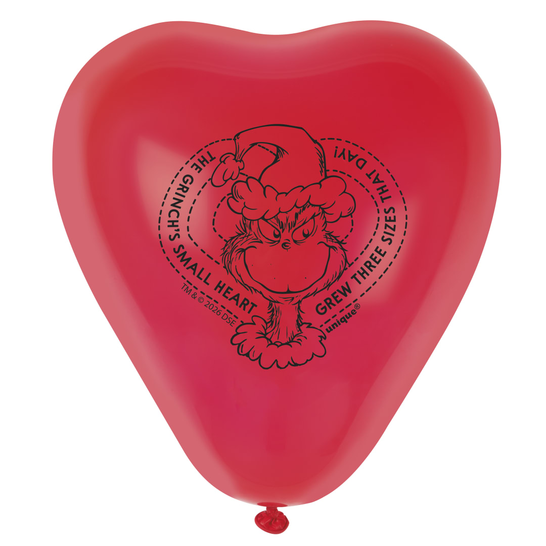 Grinch Heart-Shaped 10" Latex Balloons, 8ct