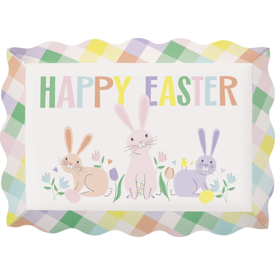 Pretty Easter Scalloped Edge Paperboard Serving Tray