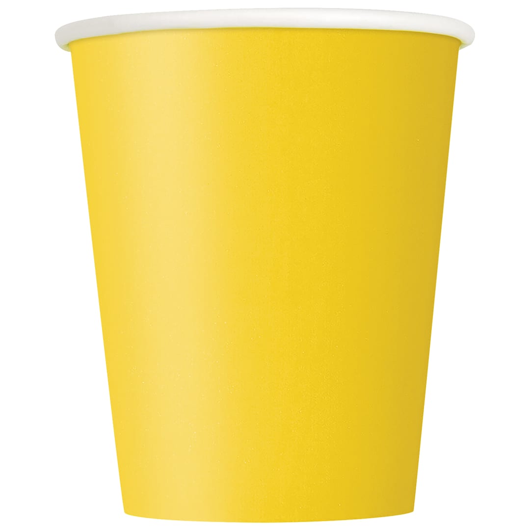 Sunshine Yellow Solid 9oz Paper Cups, 20ct