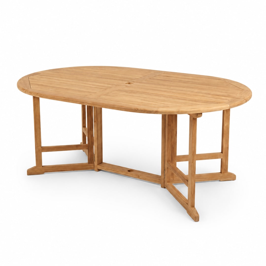 71" Oval Foldable Teak Outdoor Patio Dining Table