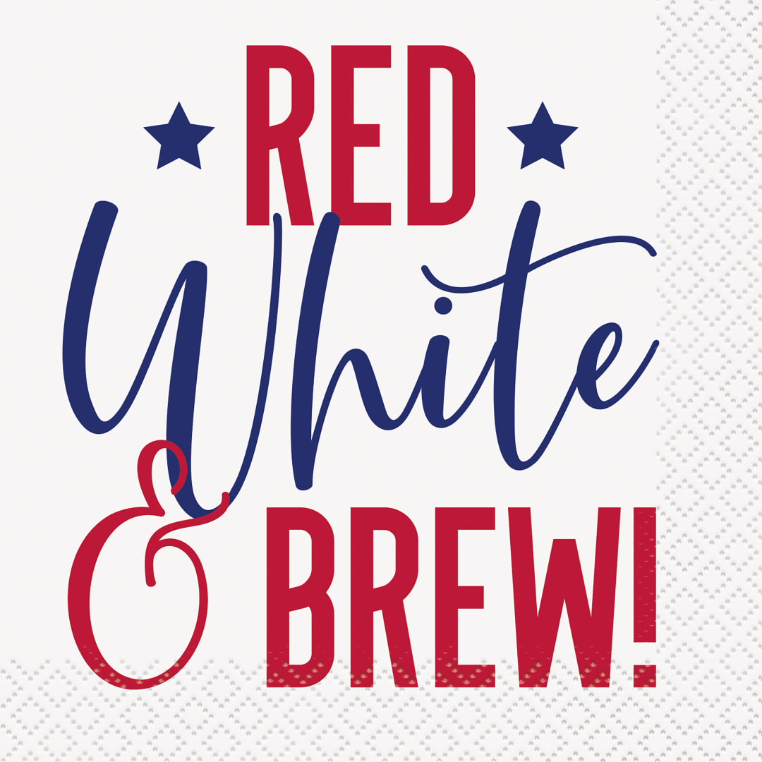 Peppy Patriotic "Red White &amp; Brew" Beverage Napkins, 16ct