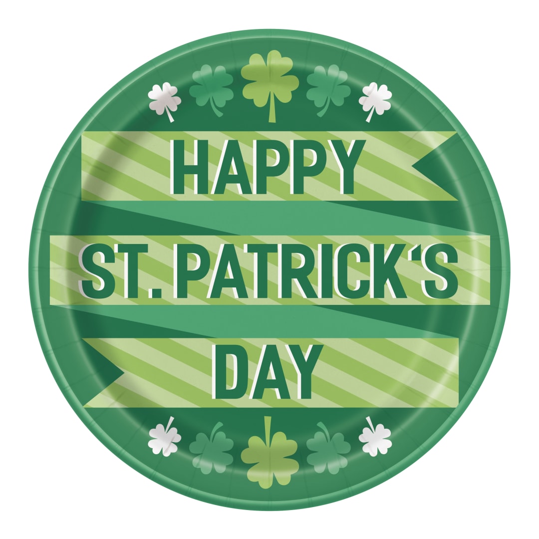 Lucky Clover St Patrick's Day Round 9" Dinner Plates, 8ct