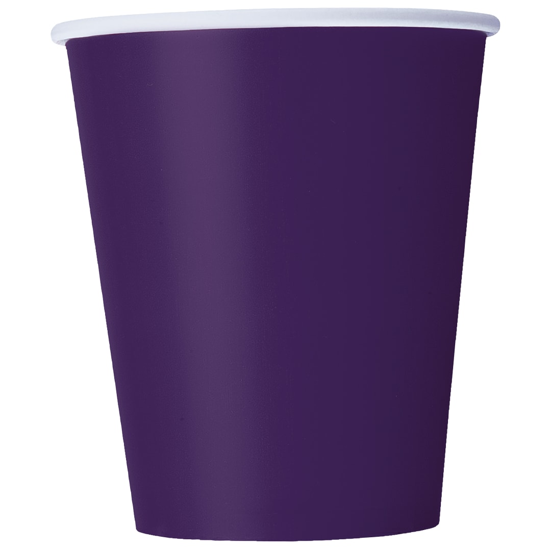Deep Purple Solid 9oz Paper Cups, 8ct