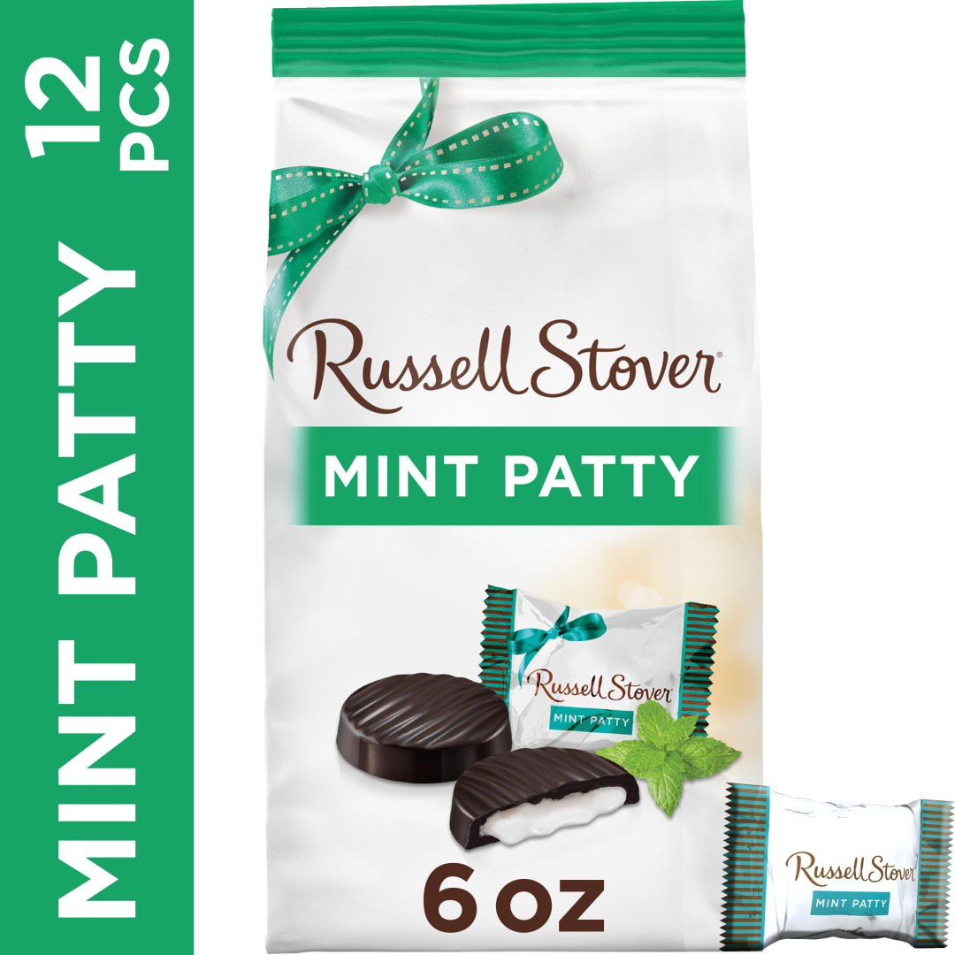 RUSSELL STOVER Dark Chocolate Mint Patty Candy Gift Bag, 6 oz.