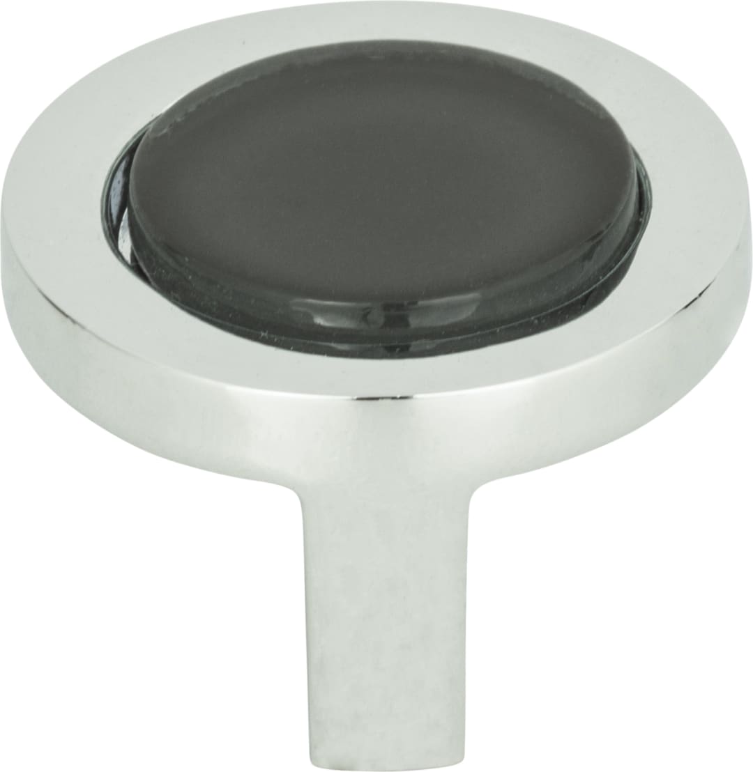 Spa Black Round Knob 1 1/4 Inch Polished Chrome
