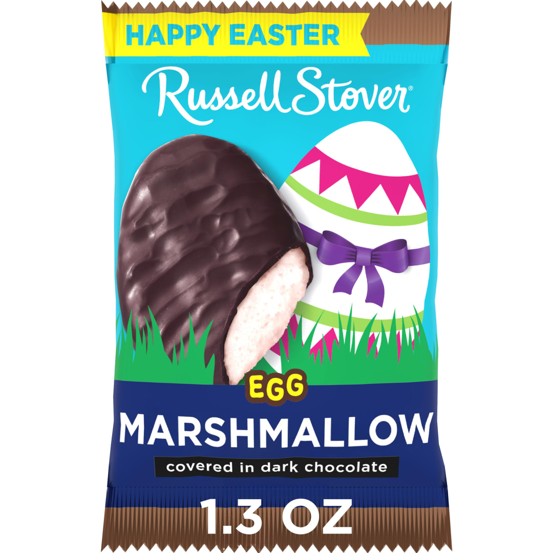 RUSSELL STOVER Easter Marshmallow Dark Chocolate Candy Easter Egg, 1.3 oz.