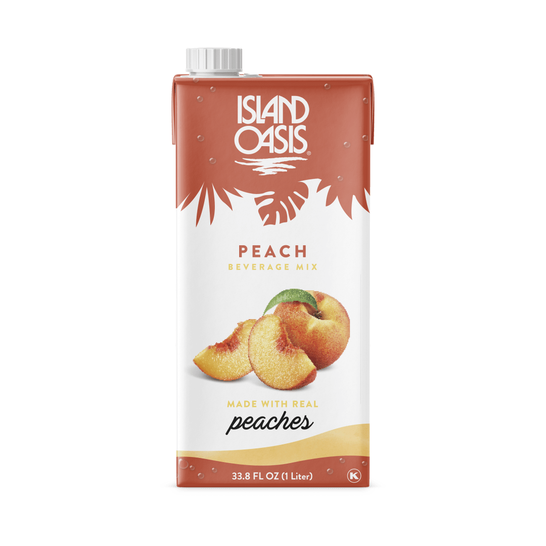 Island Oasis Peach Fruit Puree Beverage Mix, 12 x 1 L