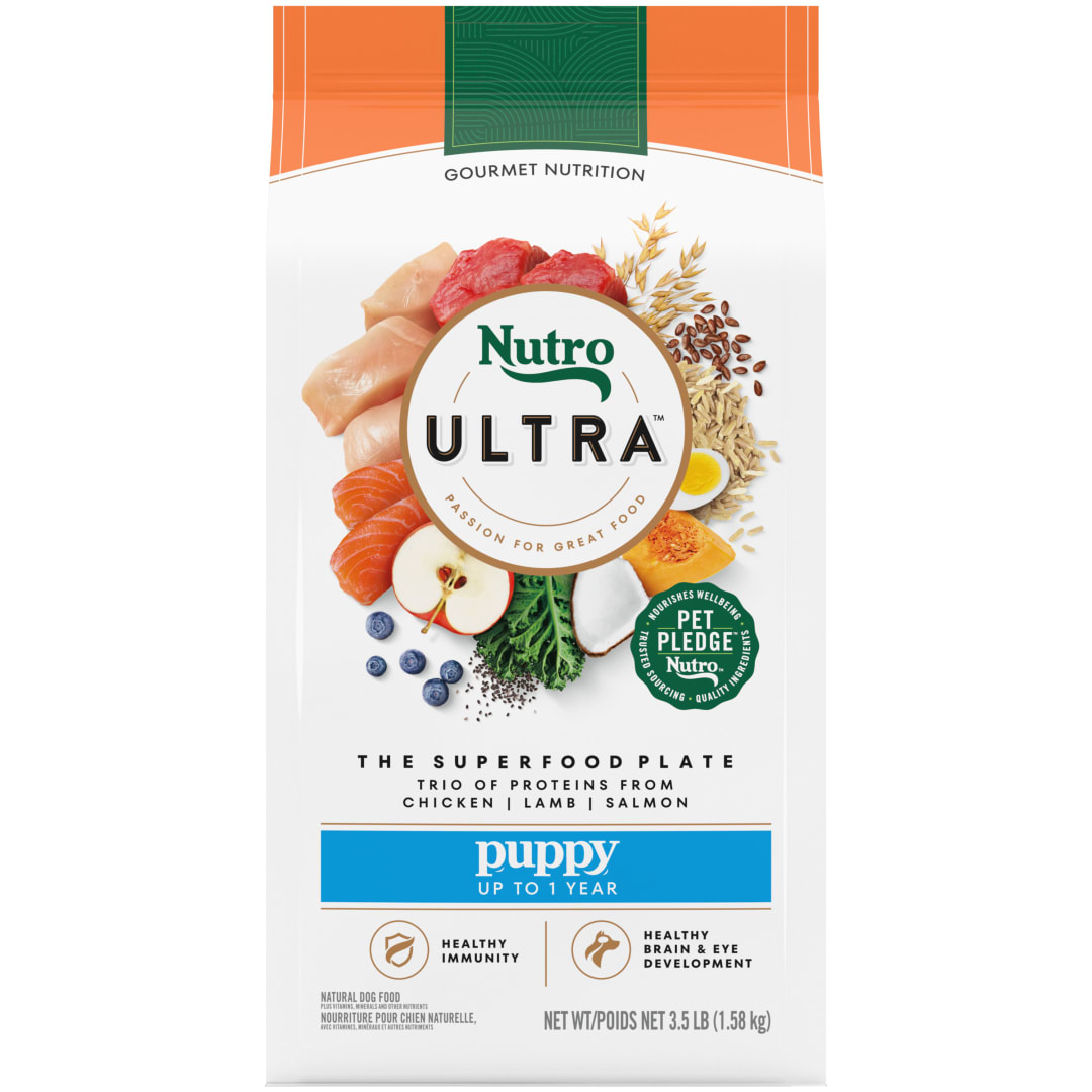 Nutro Ultra High Protein Dry Puppy Food, Trio of Proteins from Chicken, Lamb and Salmon, 3.5 lb Bag