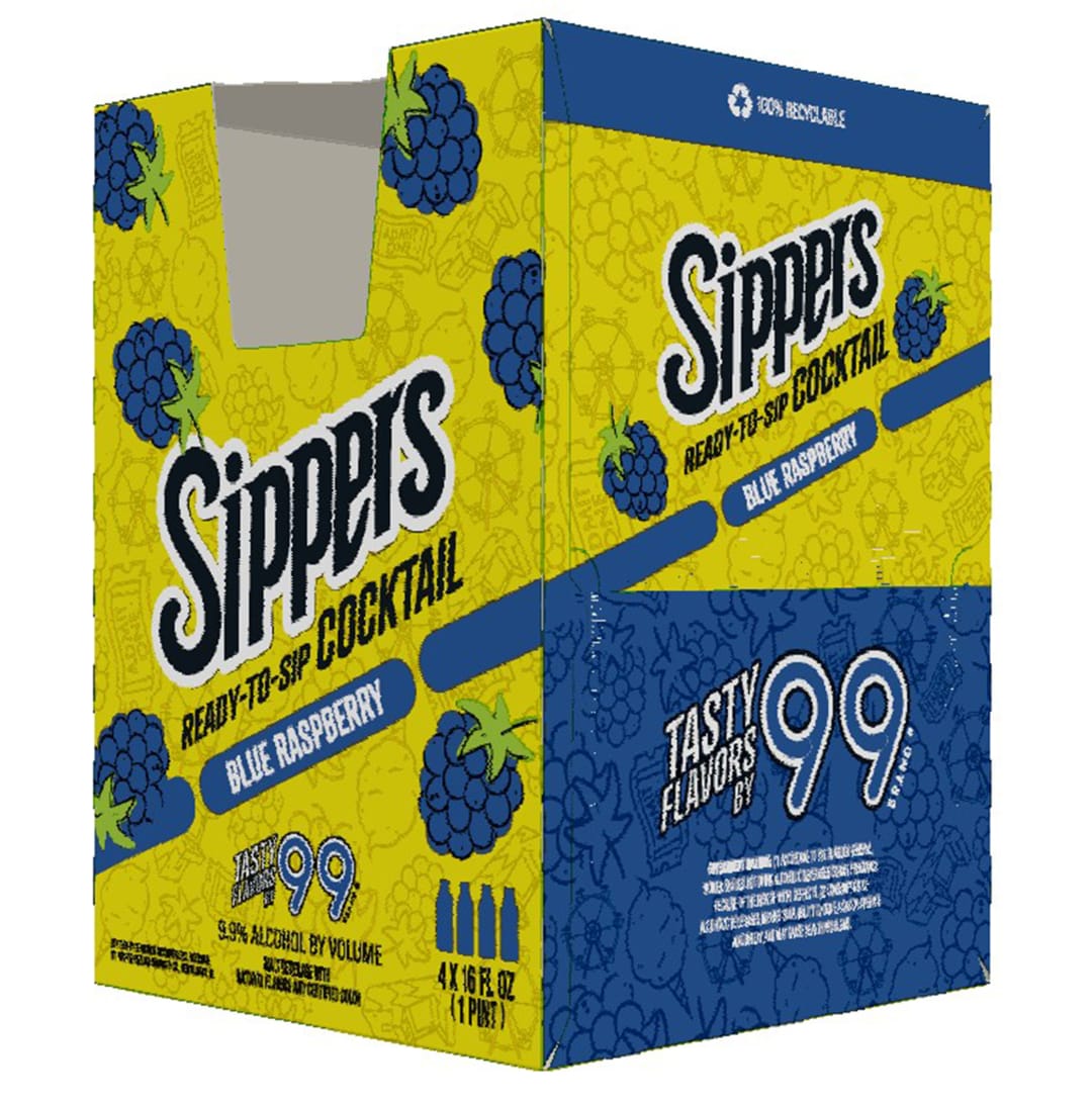 99 Blue Raspberry Sippers 4 Pack 16fl oz Can 19.8 Proof