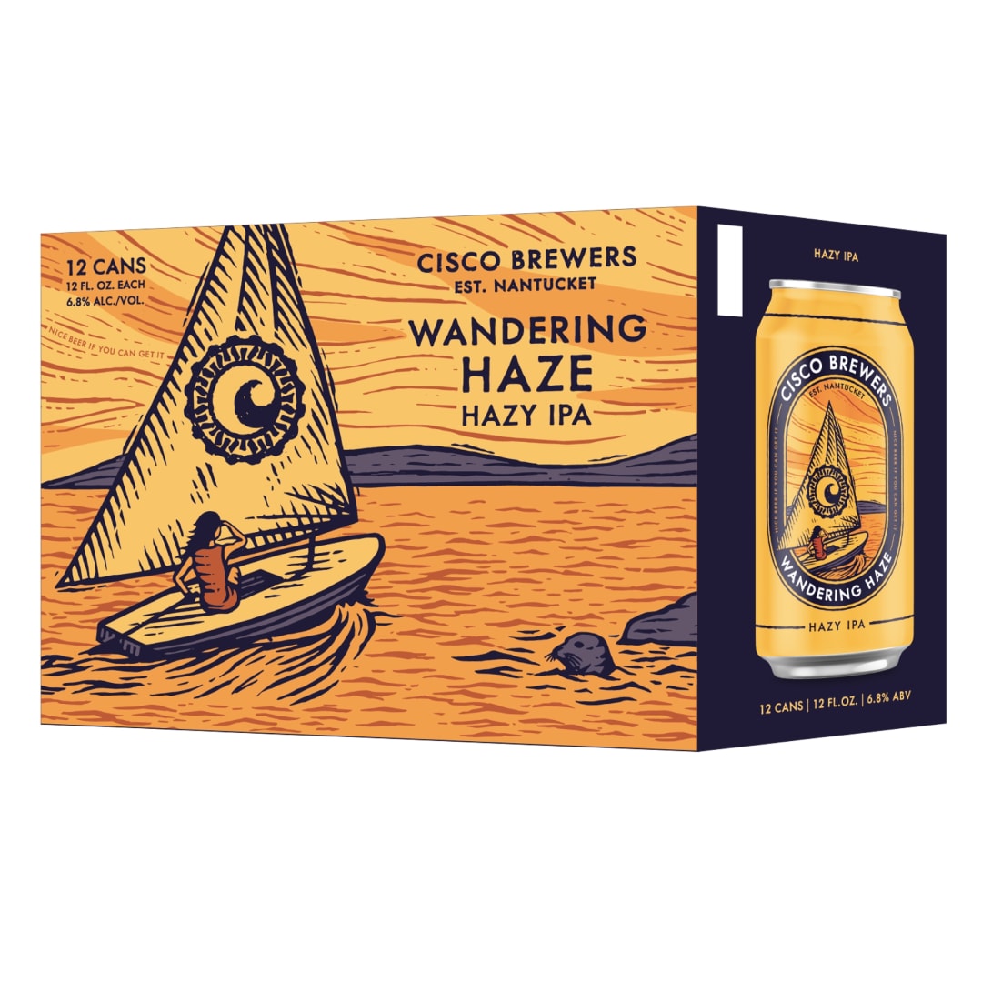 Cisco Brewers Wandering Haze Hazy IPA, 12 Pack Beer, 12 fl. Oz. Cans, 6.8% ABV