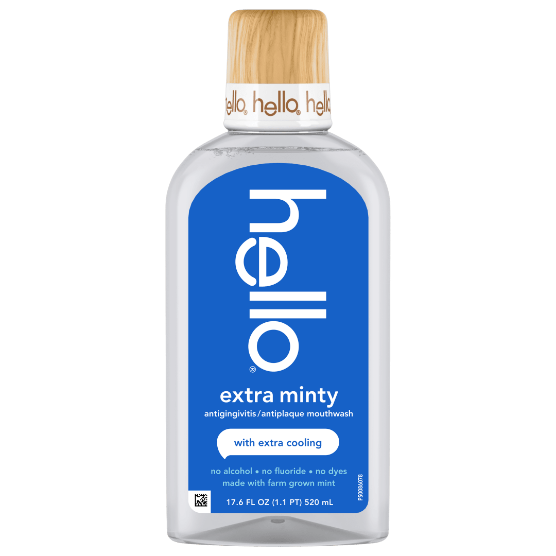 hello Extra Minty Alcohol Free Mouthwash, Fluoride Free Fresh Breath Mouthwash, 17.6 fl oz