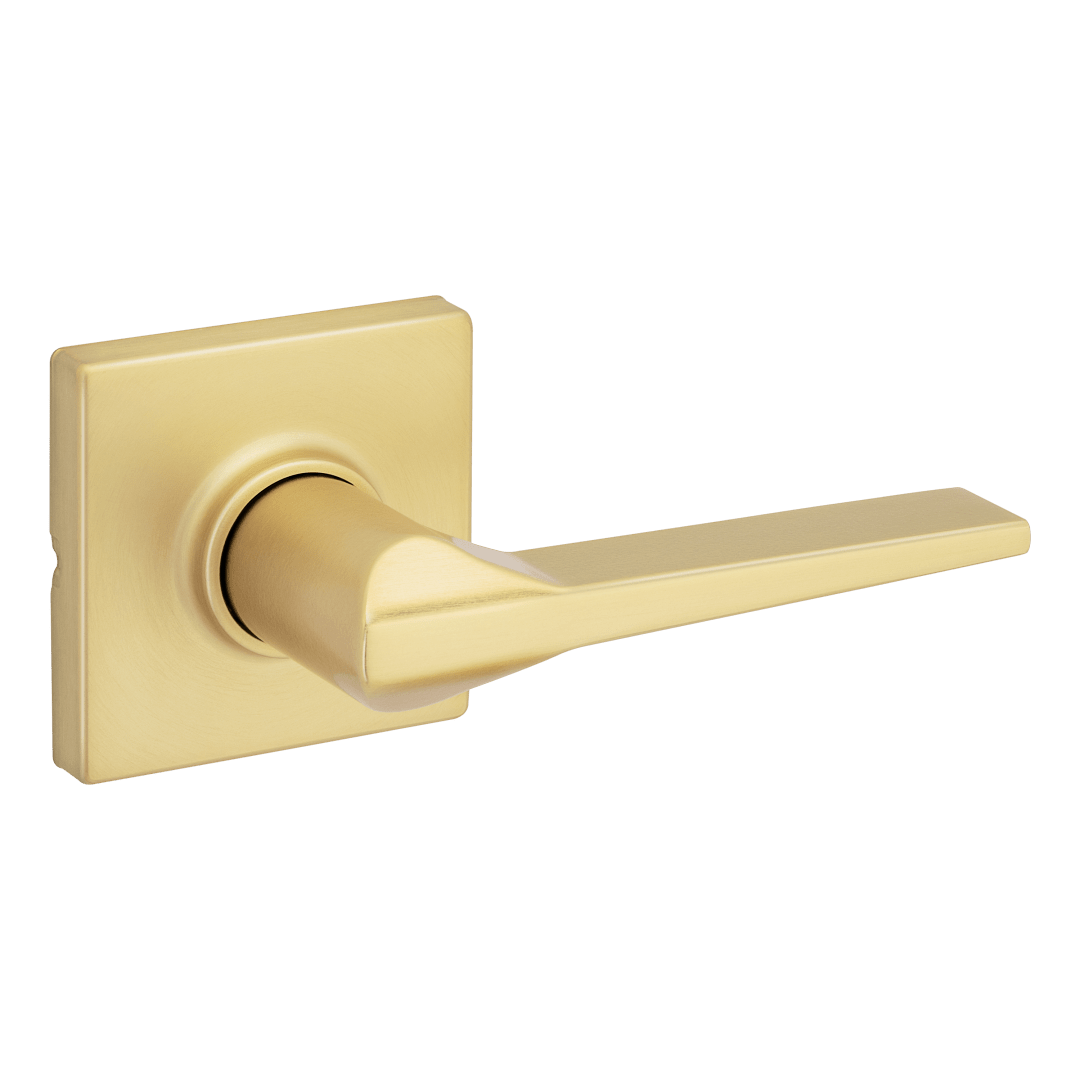 Hollis Square Hall/Closet Lever  in Satin Brass