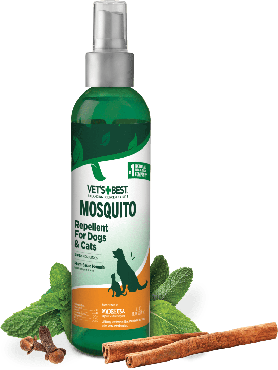 Vet's Best Mosquito Repellent for Dogs and Cats | Repels Mosquitos with Certified Natural Oils | Deet Free | 8 Ounces