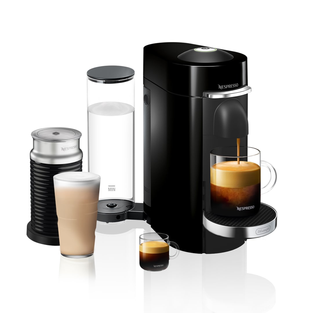 Nespresso Vertuo Plus Deluxe Coffee and Espresso Maker by De'Longhi, Piano Black with Aeroccino Milk Frother
