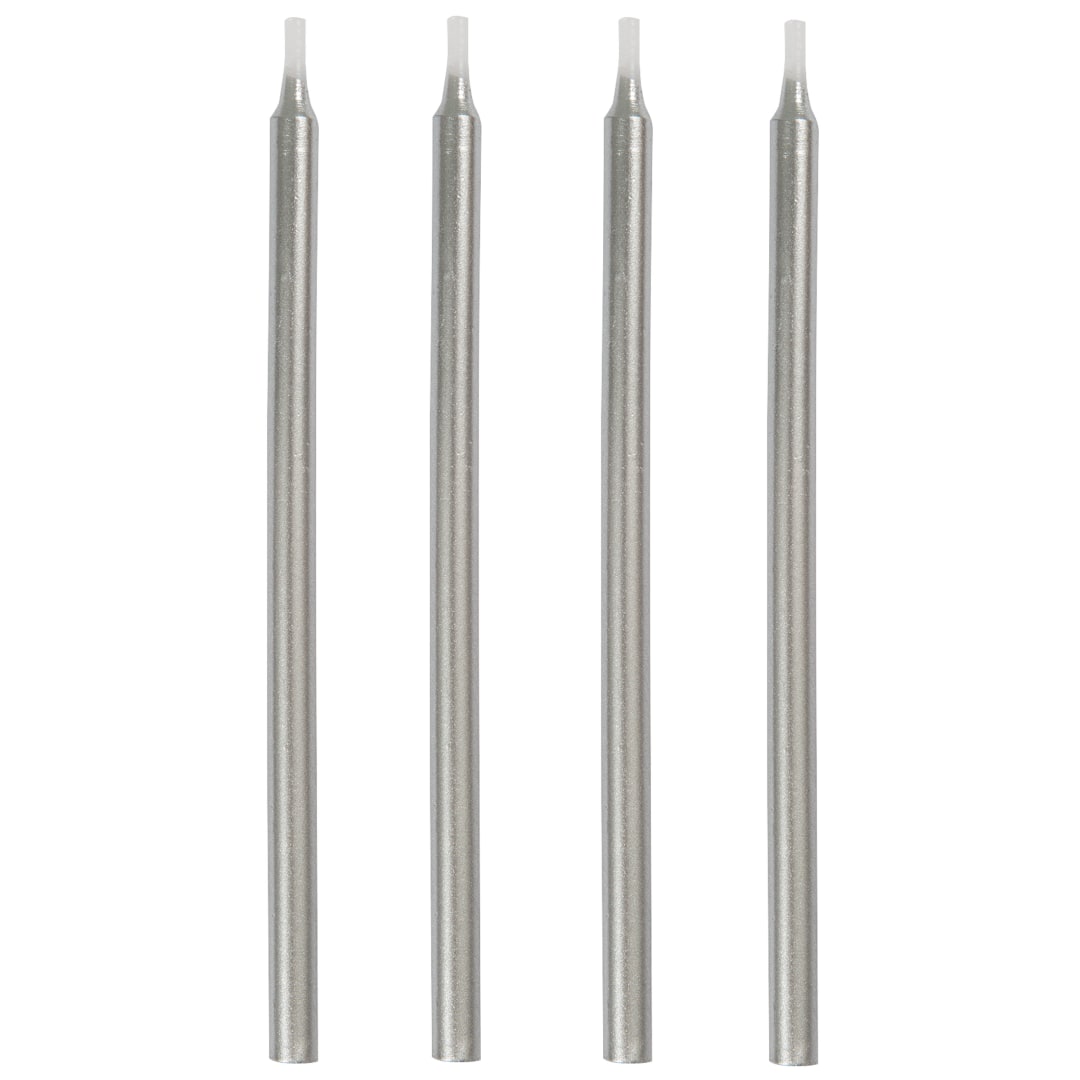 Silver Birthday Candles 5", 12ct