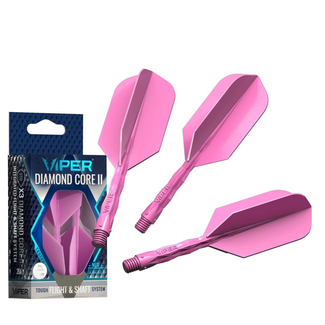 Viper Diamond Core II Integrated Dart Flight & Shaft System - InBetween Shaft, Slim Flight - Neon Pink