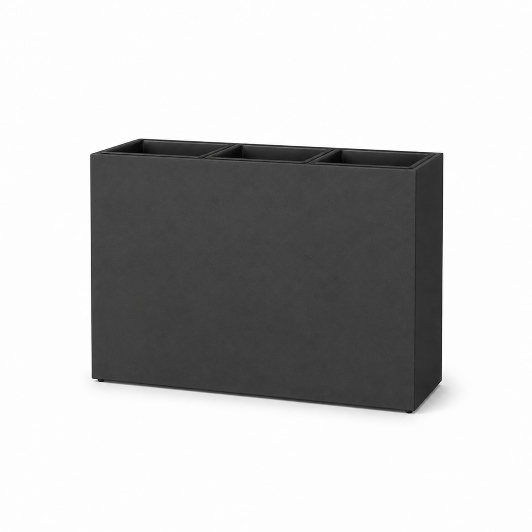 Smooth Rectangular Fiber Cement Planter, Black