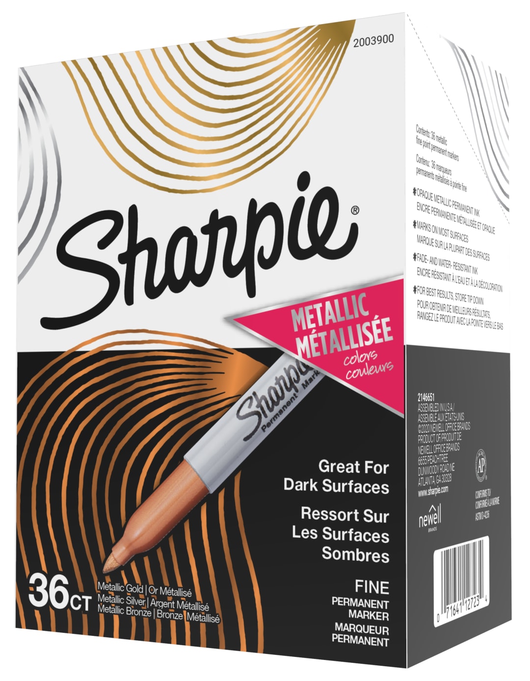 Sharpie® Metallic Permanent Markers, Fine Point, Assorted Metallic, 36 Count