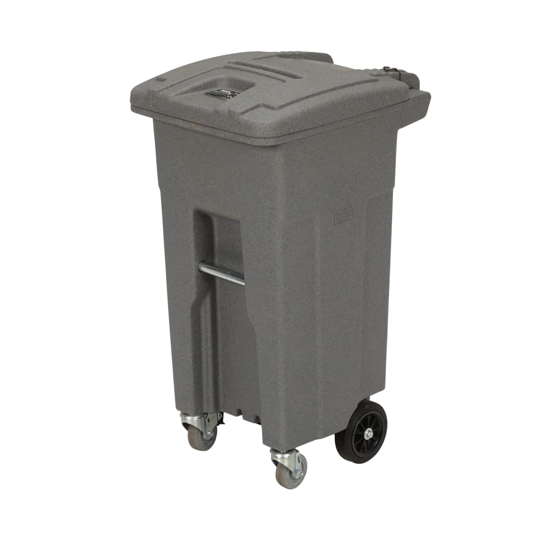 32 Gal. Graystone Document Trash Can with Wheels and Key Lid Lock (1 Braking Caster, 1 Standard Caster, 2 Stationary Wheels)