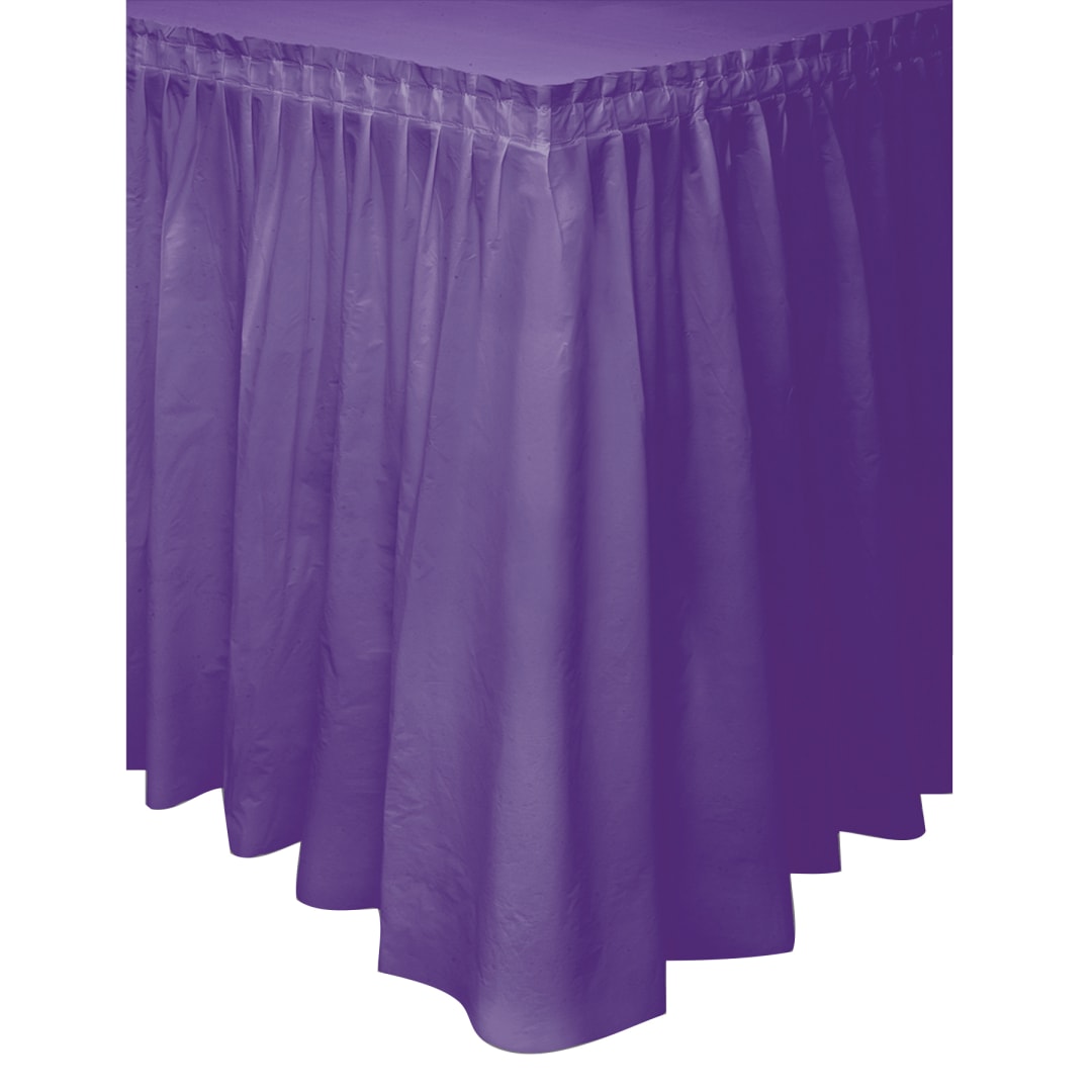 Deep Purple Solid Plastic Table Skirt, 29" x 14 ft