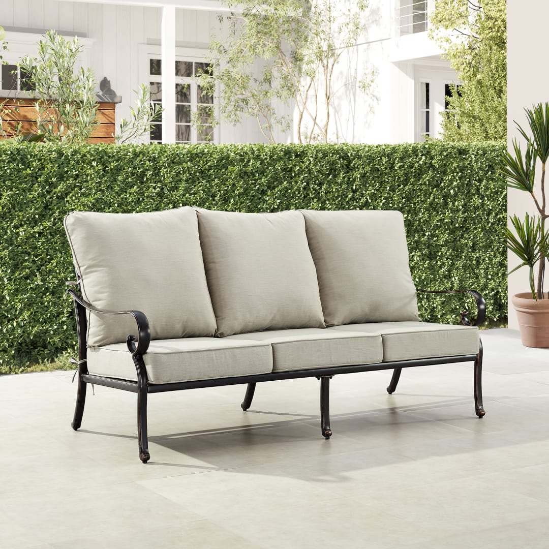 Black Aluminum Patio Deep Seating Sofa with Cushions