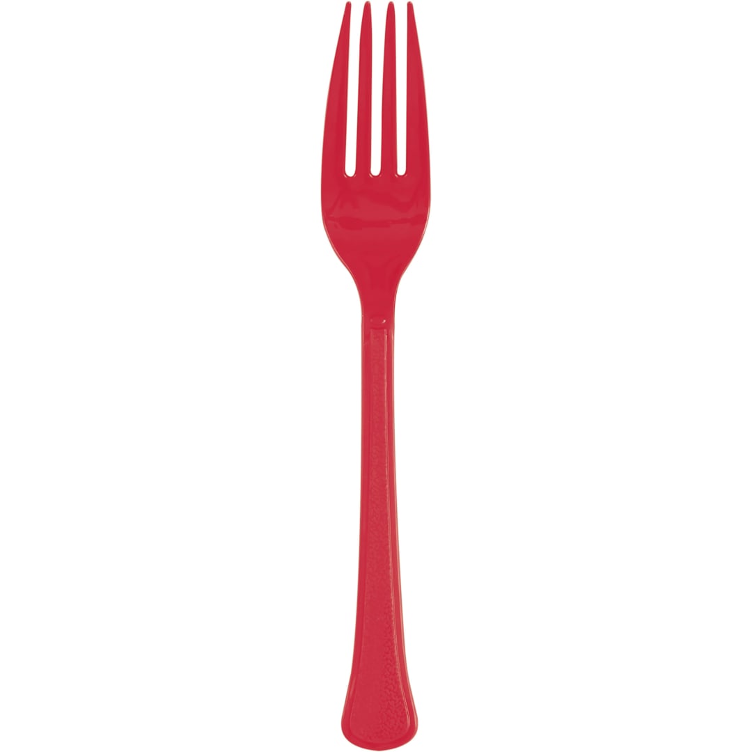 Ruby Red Solid Premium Plastic Forks, 20ct