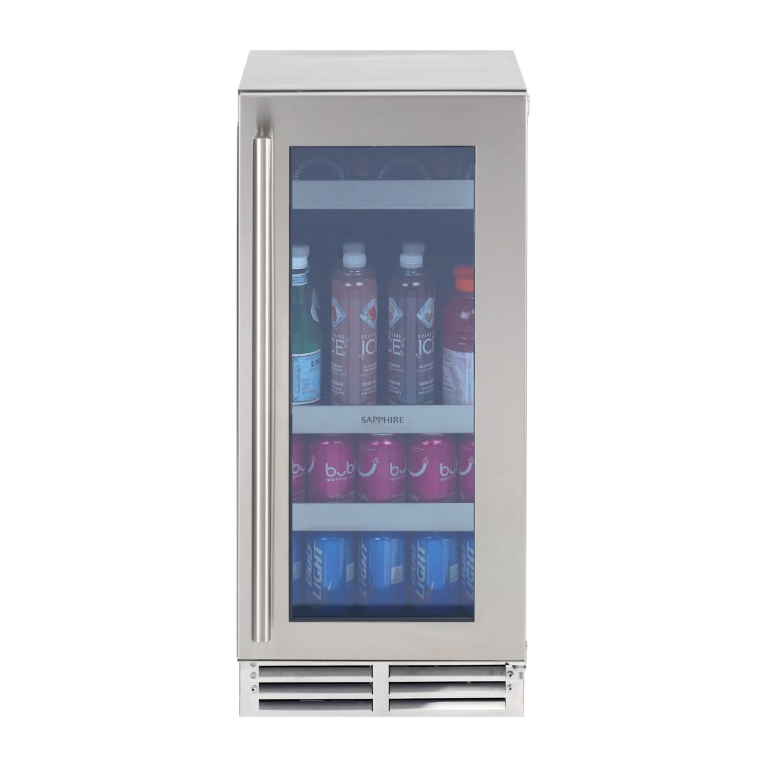 SBCR155SS - Beverage Center, 15", S5, Ss, Glass Door, Blu Int, Ss Ext