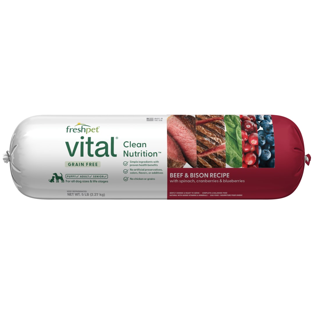 Freshpet Vital, Fresh Dog Food, Grain Free Beef & Bison Recipe Roll, 5 lbs.