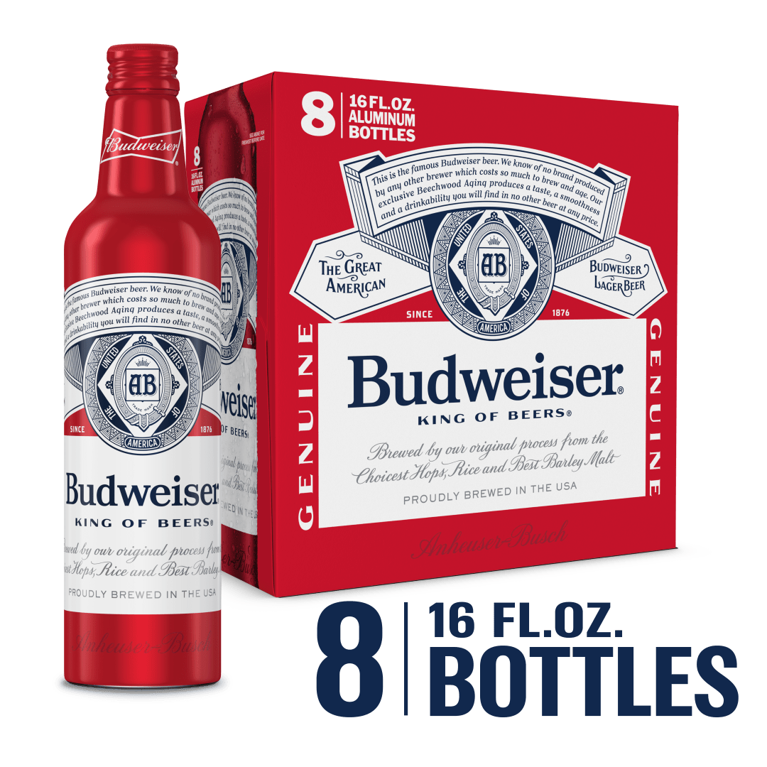 Budweiser 8x16 oz Recloseable Aluminum Bottle End Load Folding CARRIER - Revised Callout