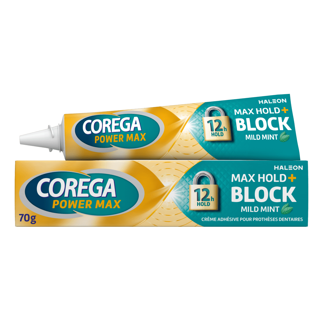 Corega Max Hold + Block Mild Mint adhésive dentaire 70g