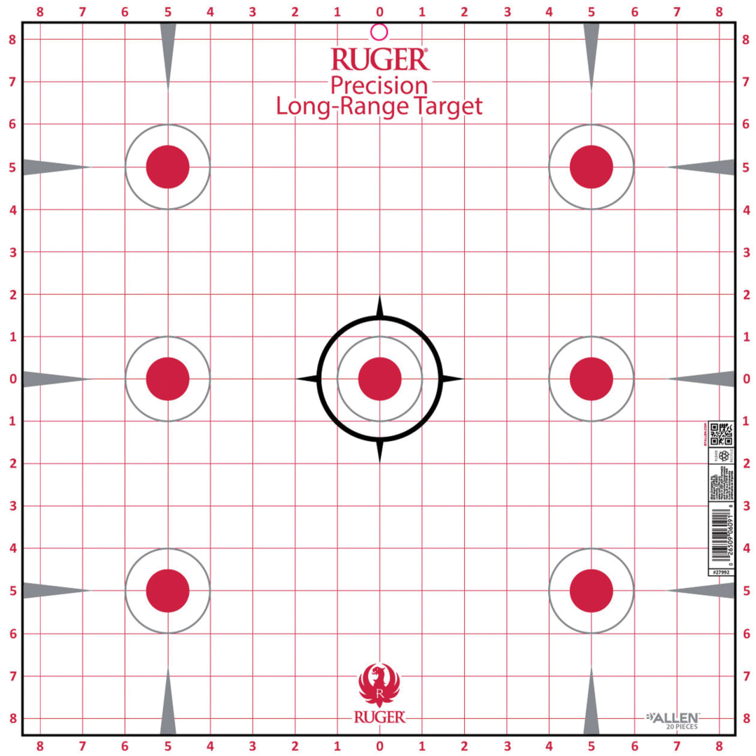 Ruger® Paper Shooting Targets, 7-Spot Precision Sight-In Grid, 17" Square, 20-Pack