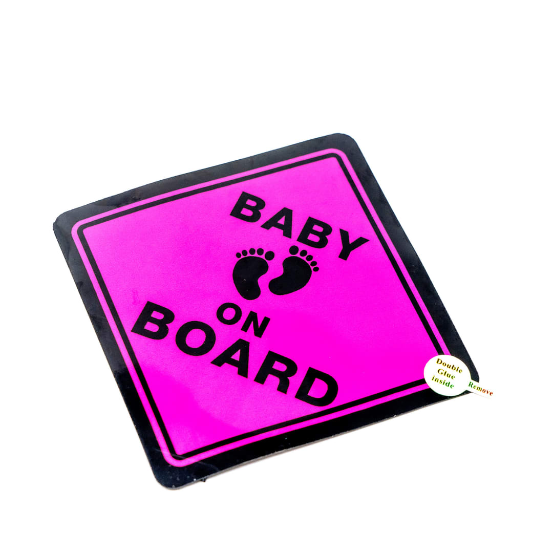 Baby On Board Car Battery Sign Sticker ( Pink) (15x15cm) / 5.9in x5.9in