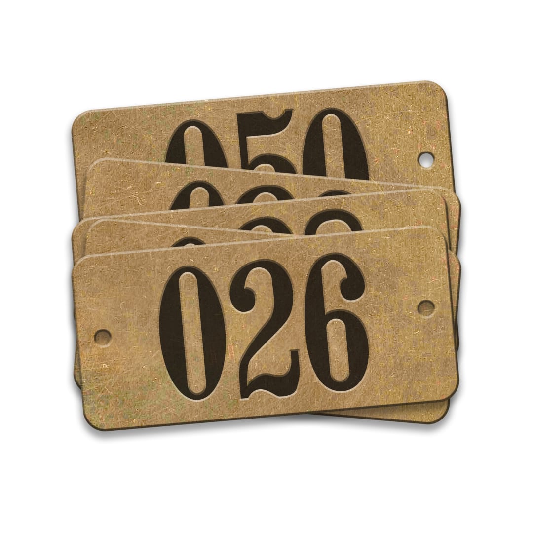 Pre-Marked Tag-Rectangle with Rounded Ends 026-050 1"x  2-1/8" Brass 25 Pack