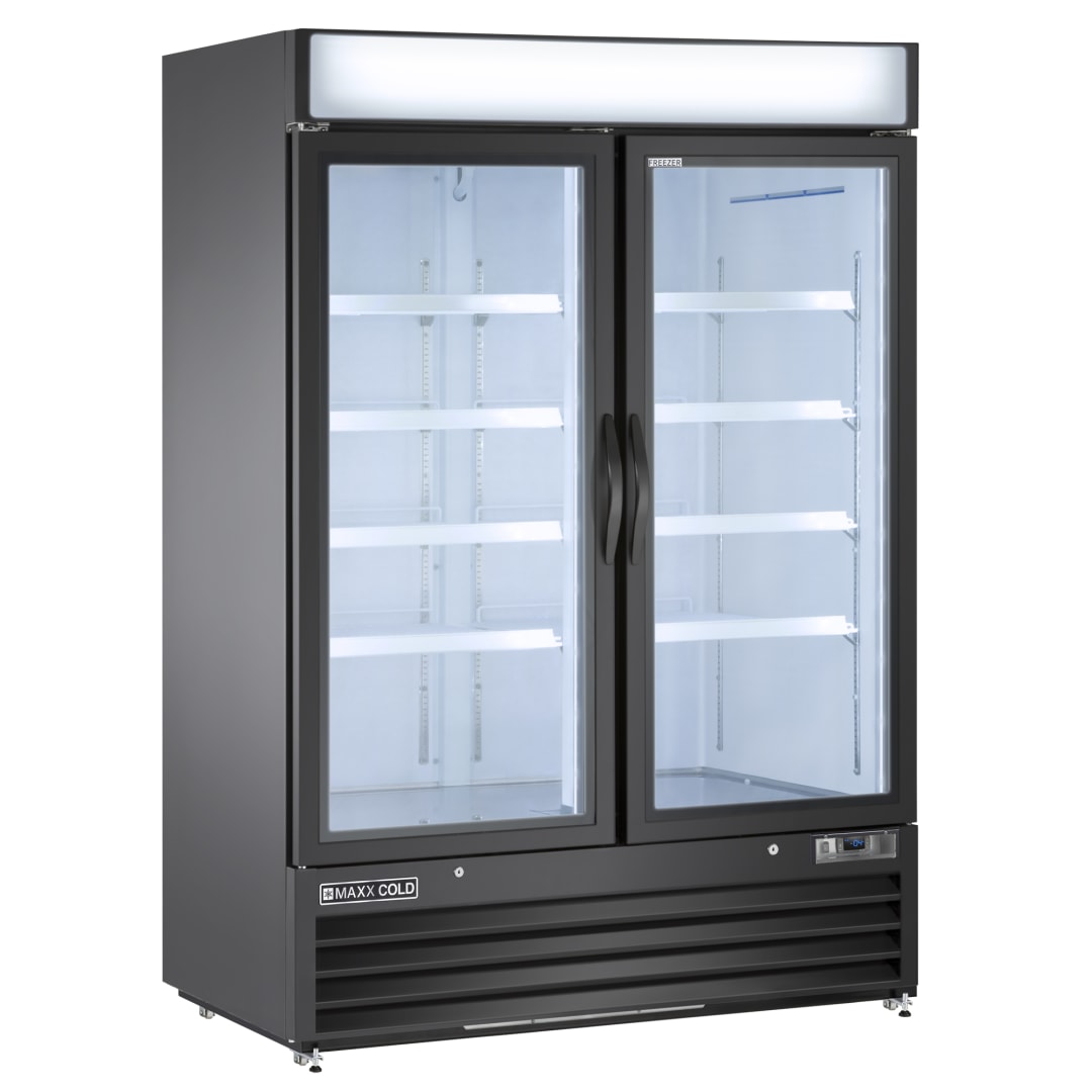 Maxx Cold Double Glass Door Ice Merchandiser Freezer, 54", 48 cu. ft. Capacity, in Black (MXM2-48FBHC)