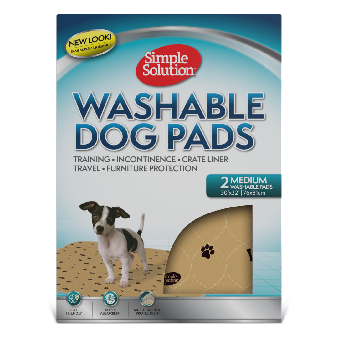 Simple Solution Medium Washable Puppy Pad | Reusable Dog Pee Pad | Absorbent and Odor Controlling | 30x32 Inches, 2 Count