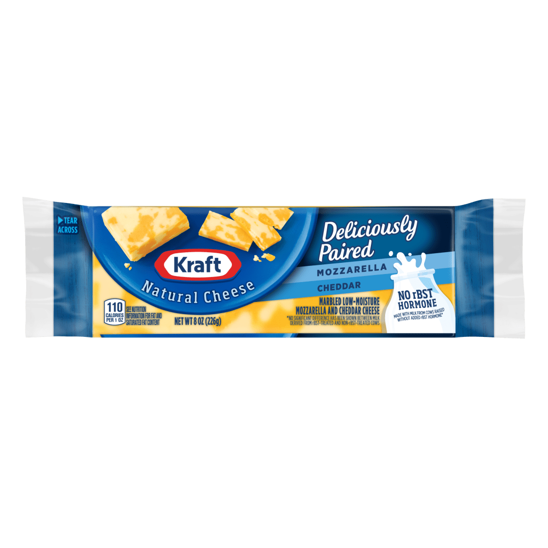 Kraft Expertly Paired Mozzarella &amp; Cheddar Cheese, 8 oz Block