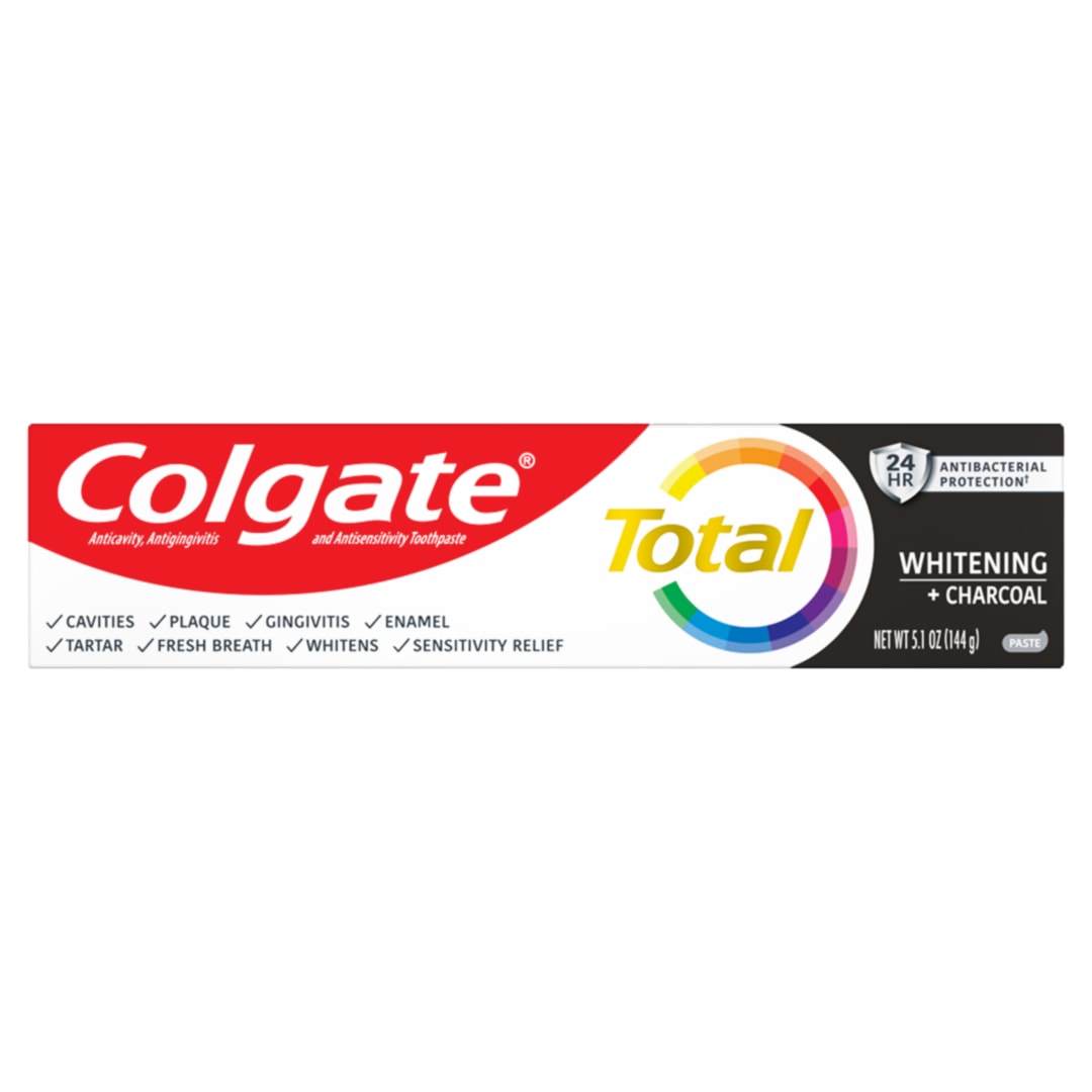Colgate Total Whitening + Charcoal Toothpaste, Mint Toothpaste, 5.1 Oz Tube